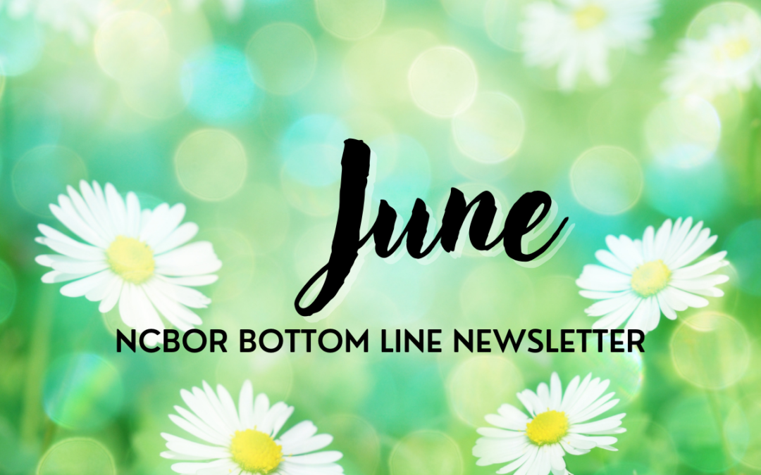 June NCBOR Bottom Line Newsletter - with white daisies in a green field background